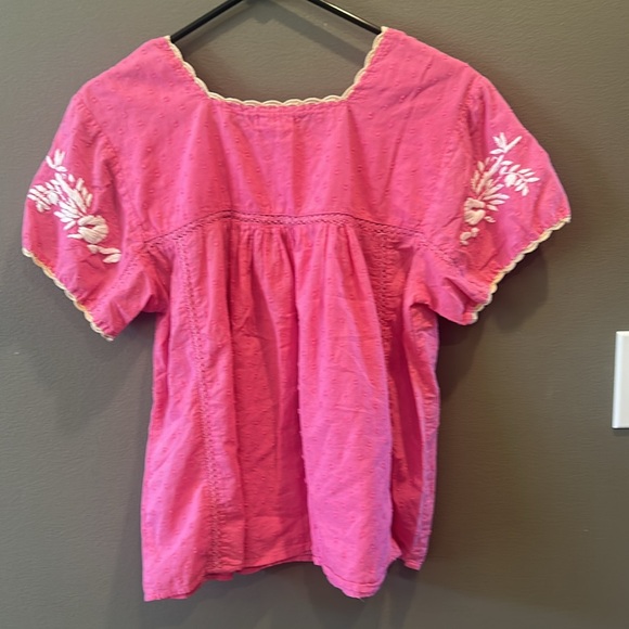 THML Pink Short Sleeve Top with White Embroidery - Picture 3 of 5